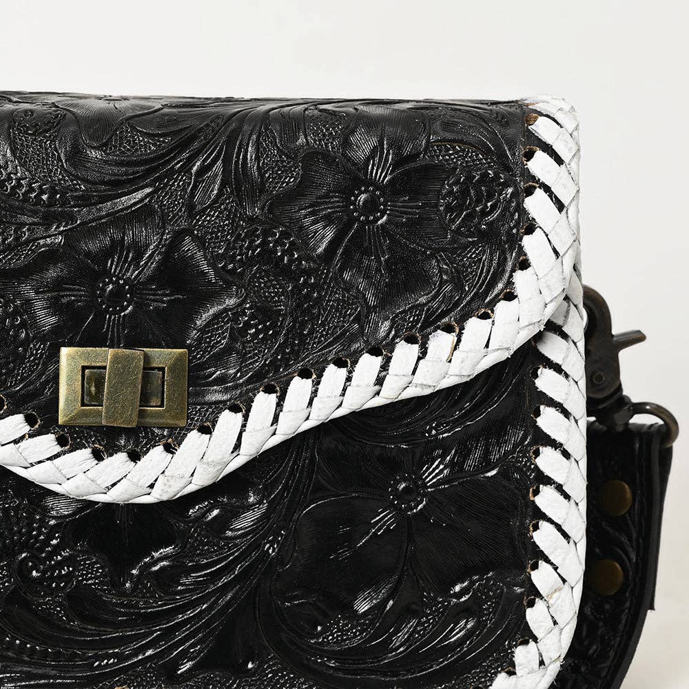 Black & White Tooled Leather Purse