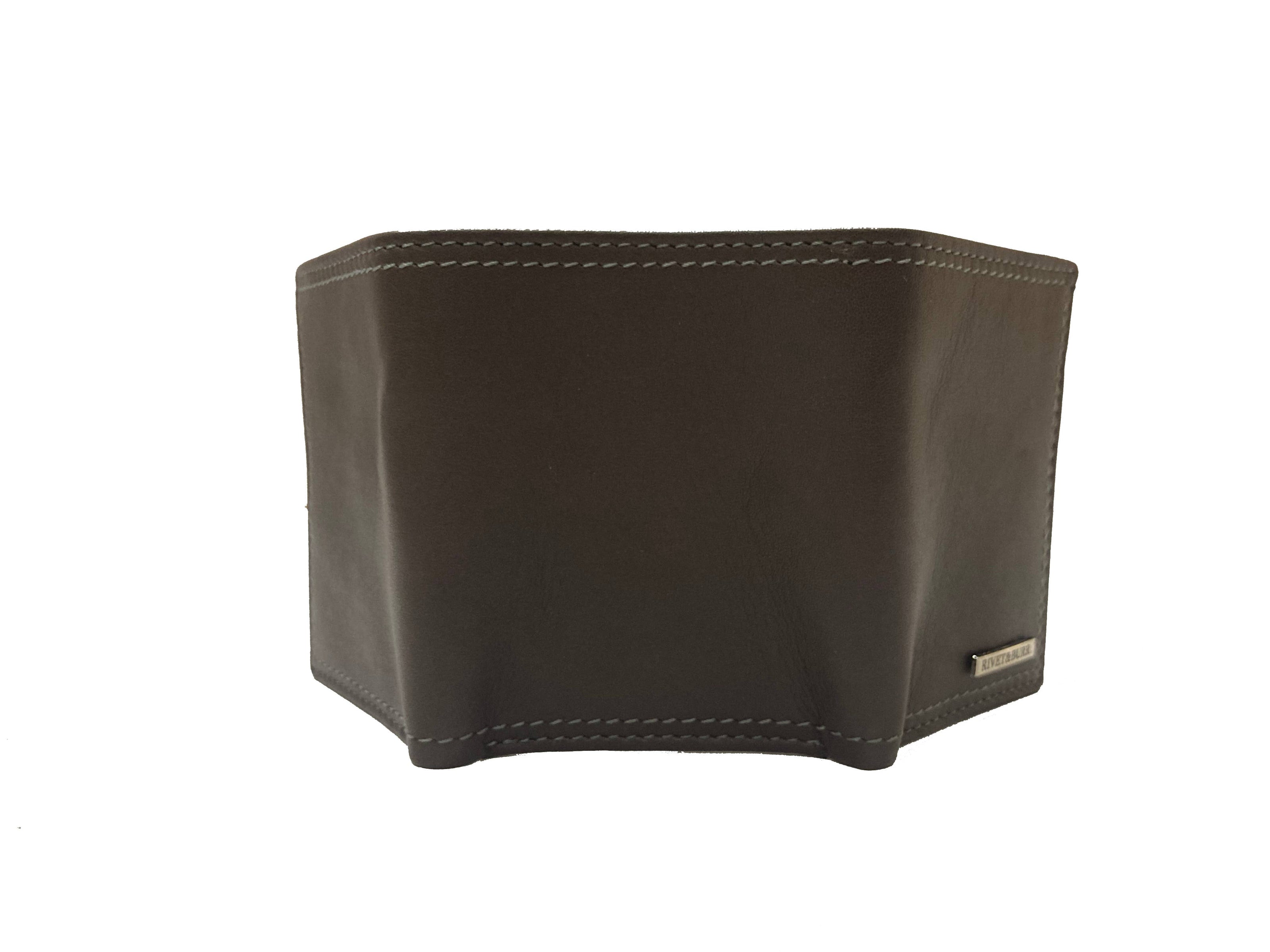 Double Stitch Leather Trifold Wallet