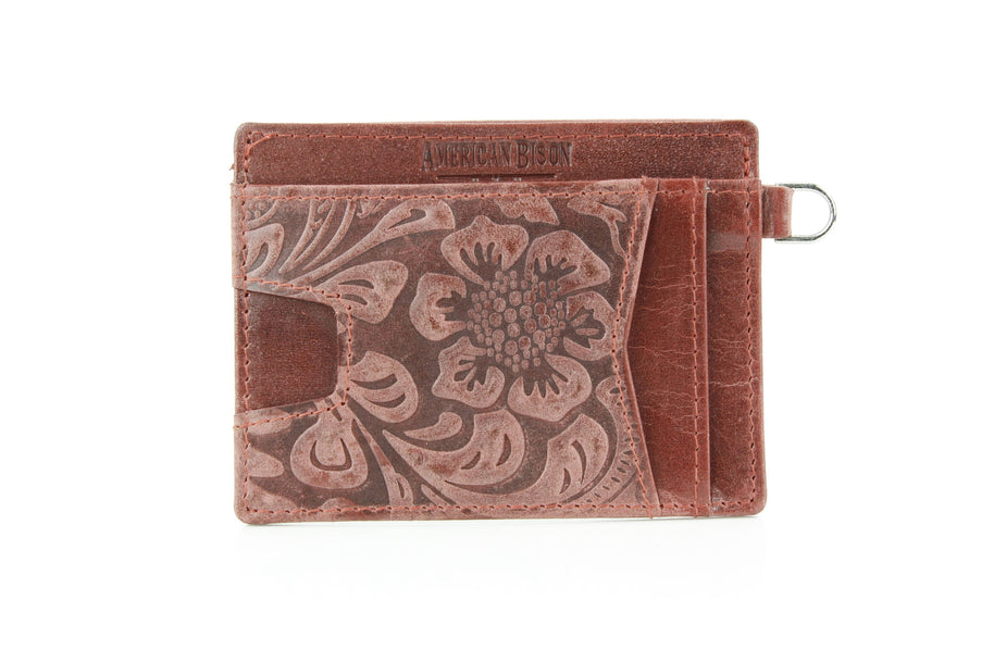 Small ID Wristlet Floral Filigree Leather