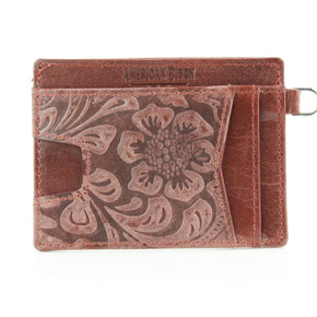 Small ID Wristlet Floral Filigree Leather