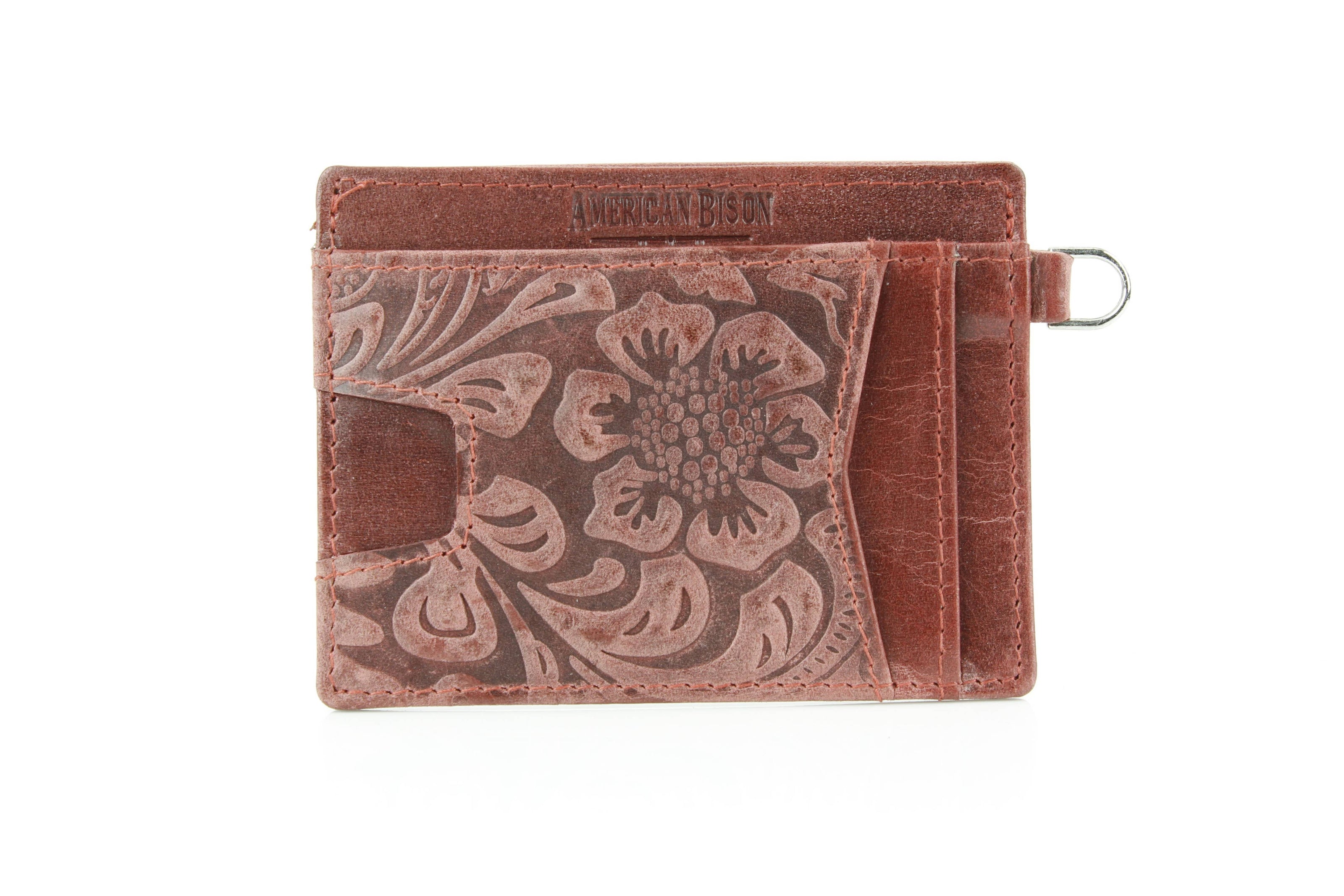 Small ID Wristlet Floral Filigree Leather