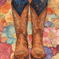 Floral Cowgirl Boots - Wall Art Print - Coastal Cowgirl