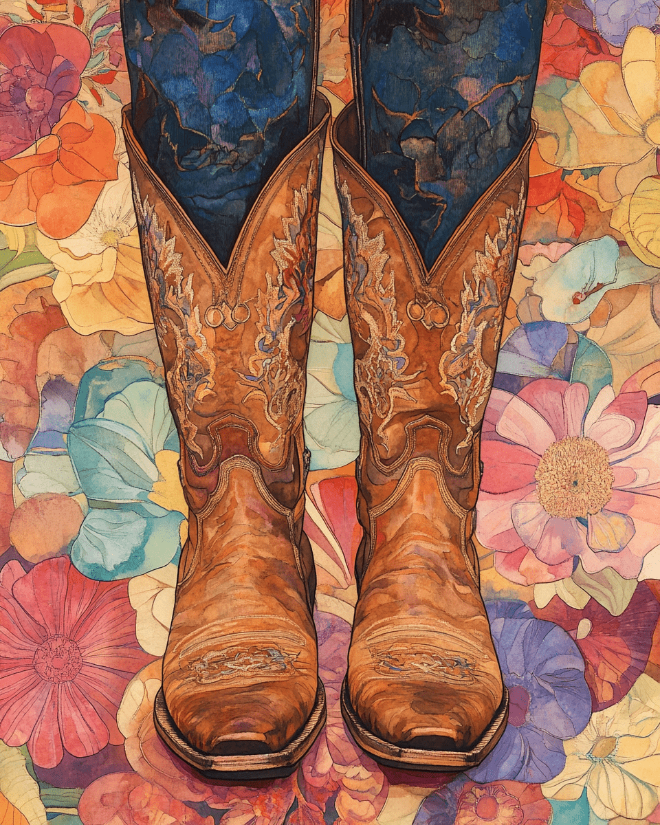 Floral Cowgirl Boots - Wall Art Print - Coastal Cowgirl