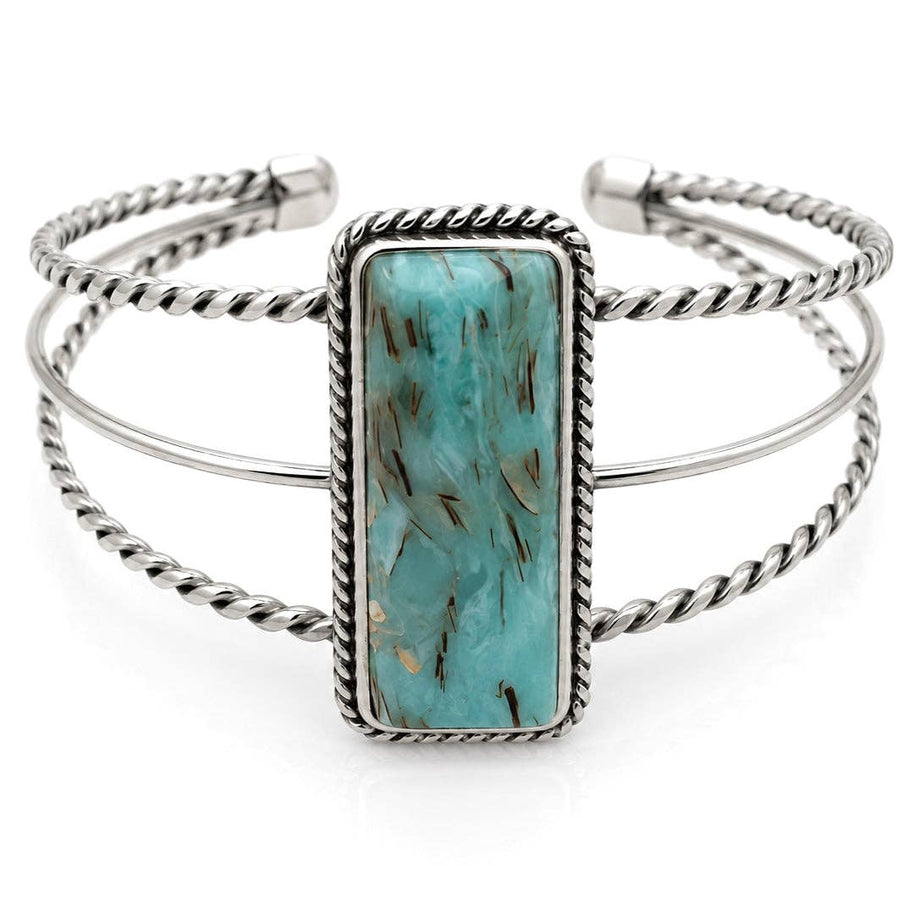 Rectangle Square Turquoise Stone Western Cuff Bracelet