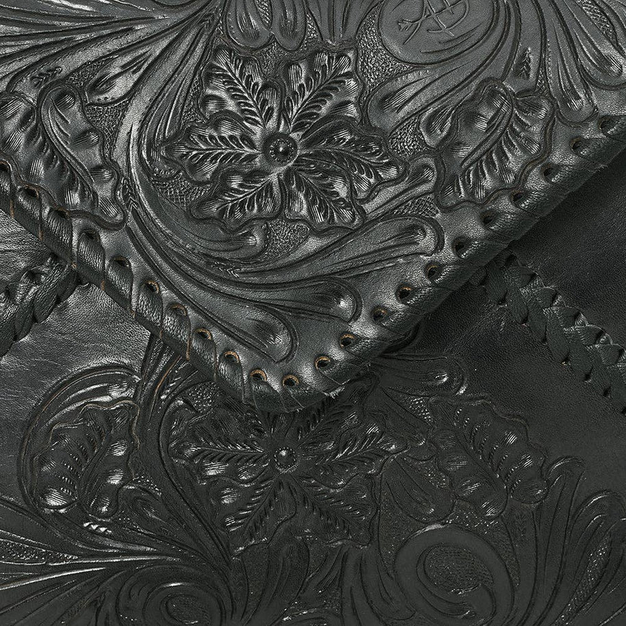 Hand-Tooled Floral Leather Envelope Purse, Multiple Colors