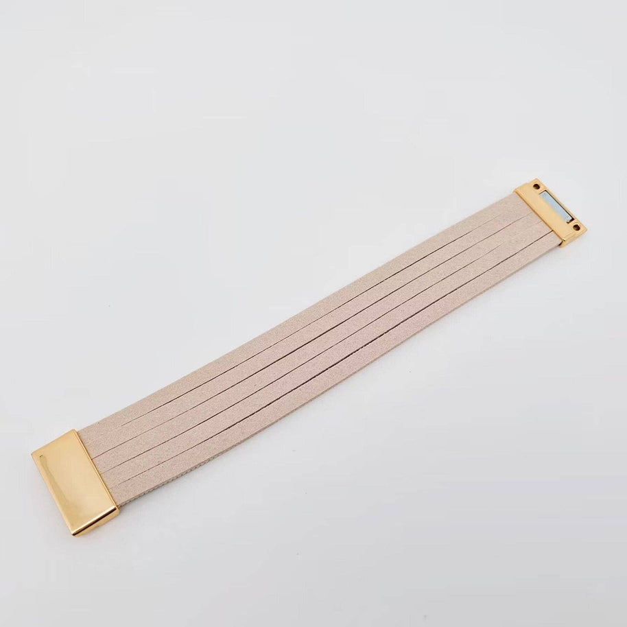 Crystal & Faux Leather Magnetic Bracelet