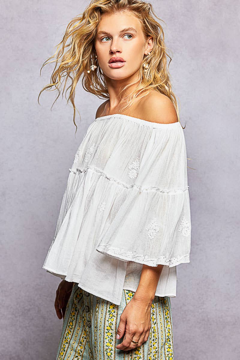 Off Shoulder Bell Sleeve Blouse