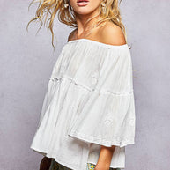 Off Shoulder Bell Sleeve Blouse
