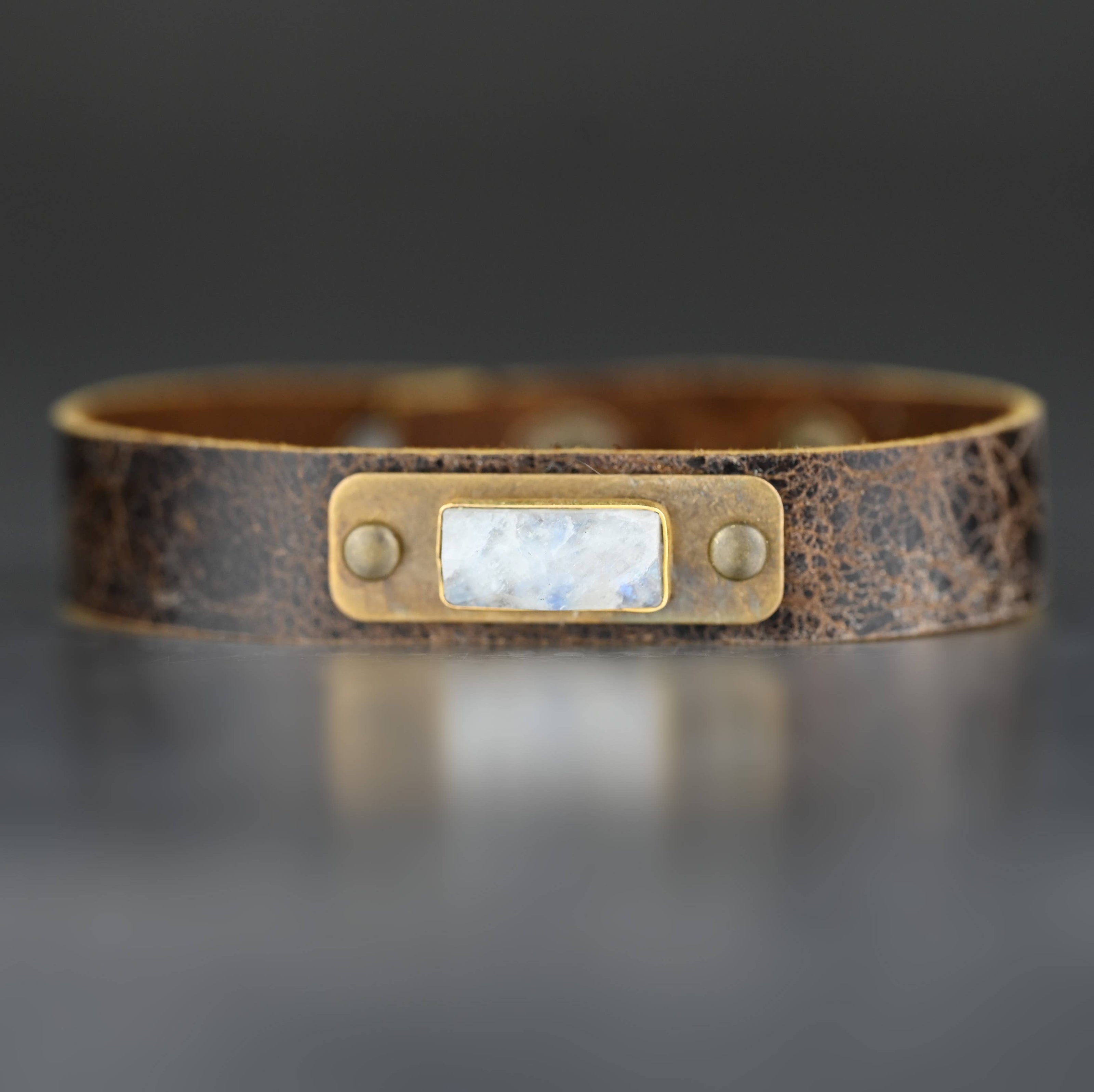 Leather Cuff with Stone