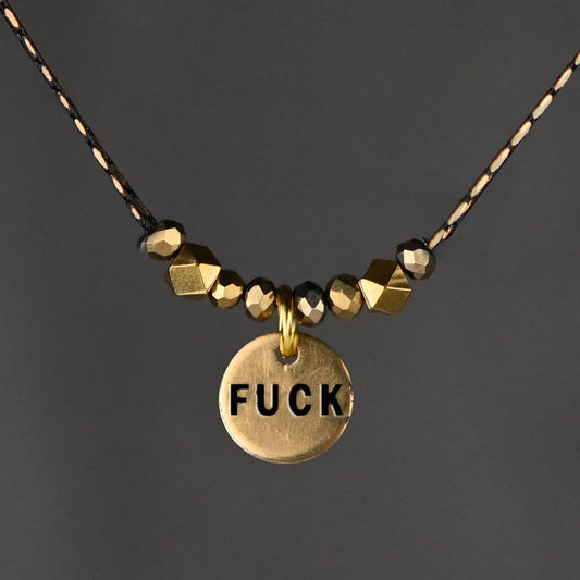 Delicate Fuck w/ Gold Crystals Necklace