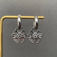 18K GP S. Steel Flower Huggie Earrings