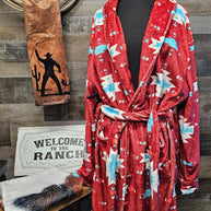 Burgundy Aztec Women's Western Bath Robe