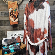 Cowhide Print Women's Western Bath Robe