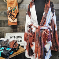 Cowhide Print Women's Western Bath Robe