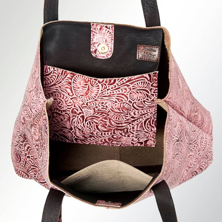Embossed Pink Leather Tote