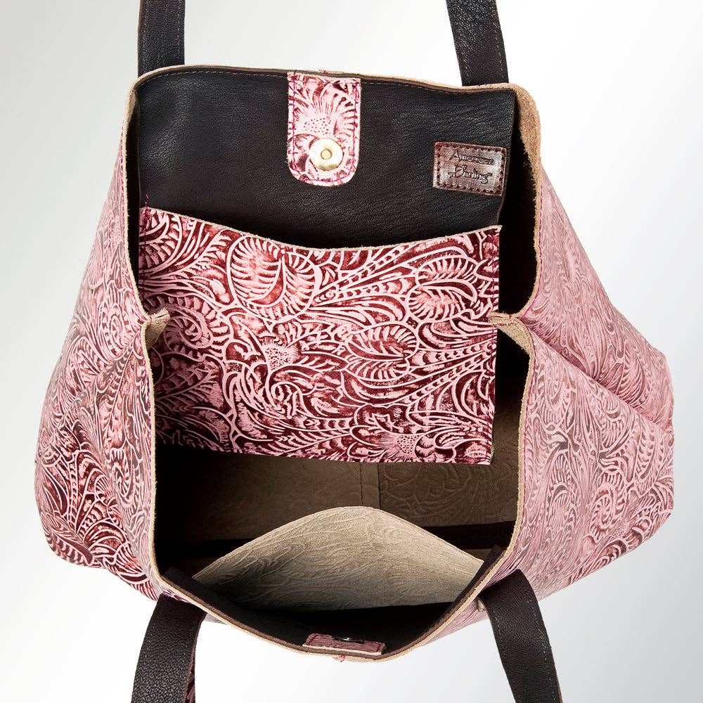 Embossed Pink Leather Tote