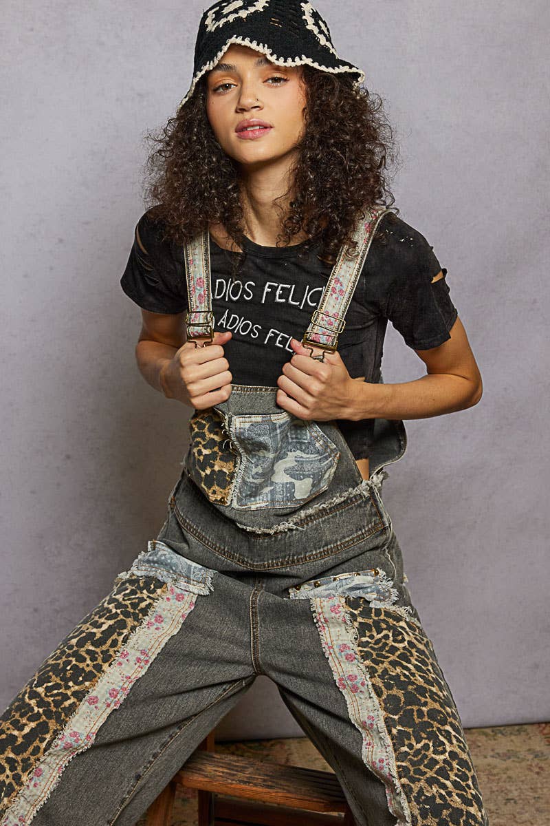 Patchwork & Studs Overalls