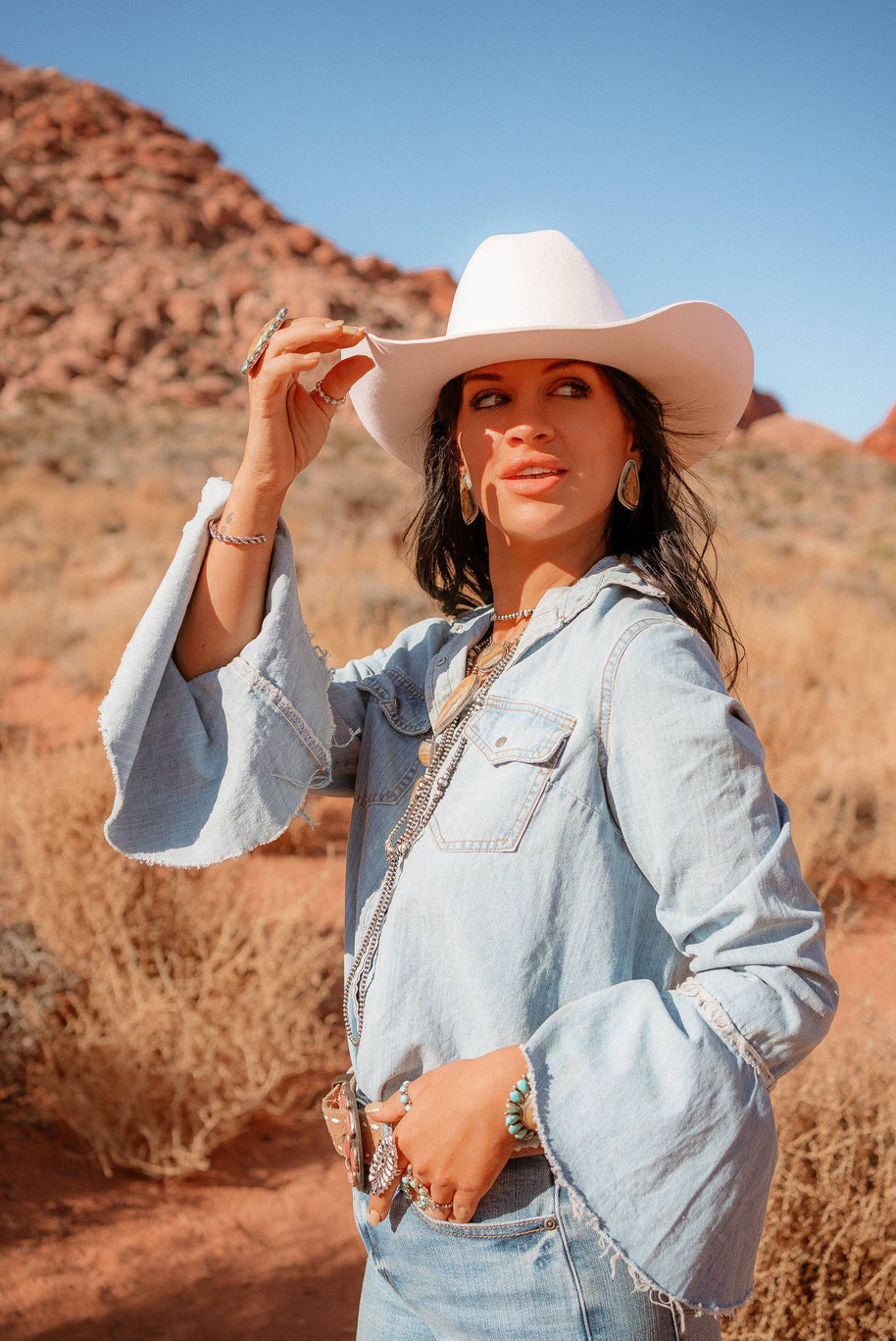 100% Wool Felt Western Cowboy Hat - Style Cattleman