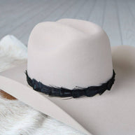 Iridescent Black Feather Hat Band - Sable