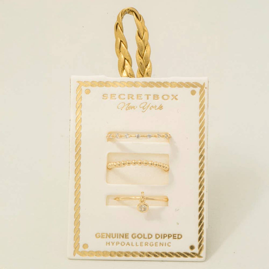 Gold Dipped 3Pc Dainty Rings Set