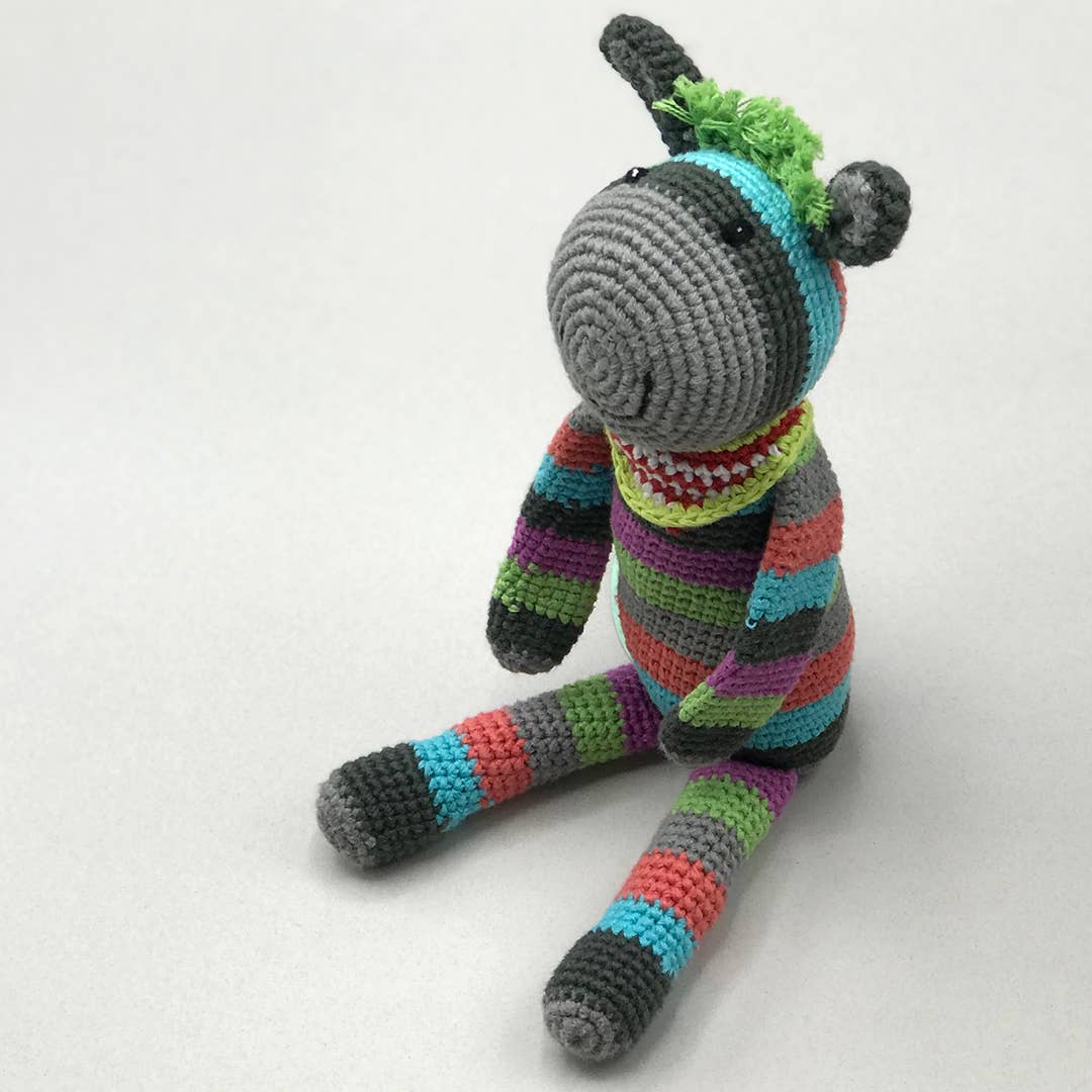 Handmade Crochet Striped Donkey Plush