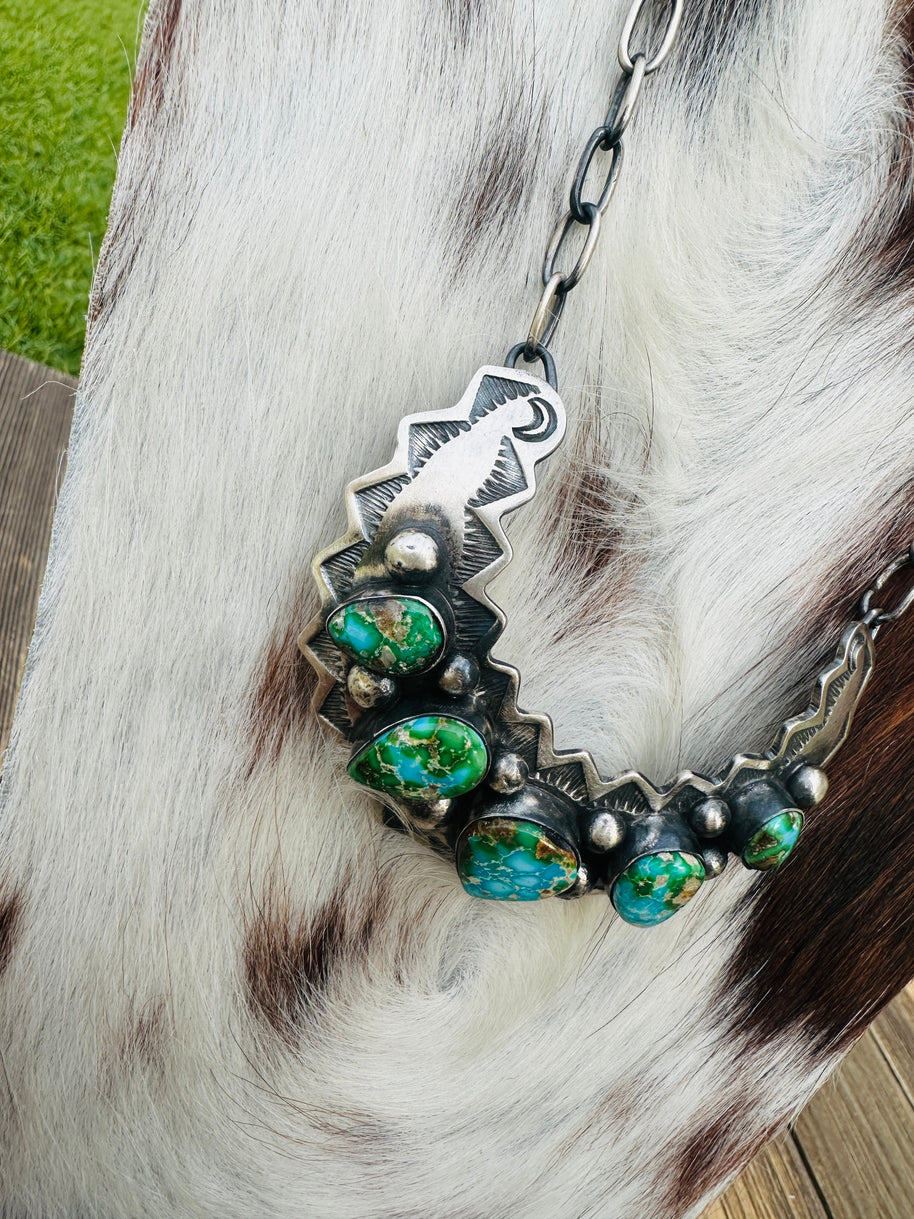 Handcrafted Sonoran Mountain Turquoise & Sterling Silver Necklace by Chimney Butte