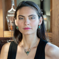 Handmade Turquoise Moon Post Earrings