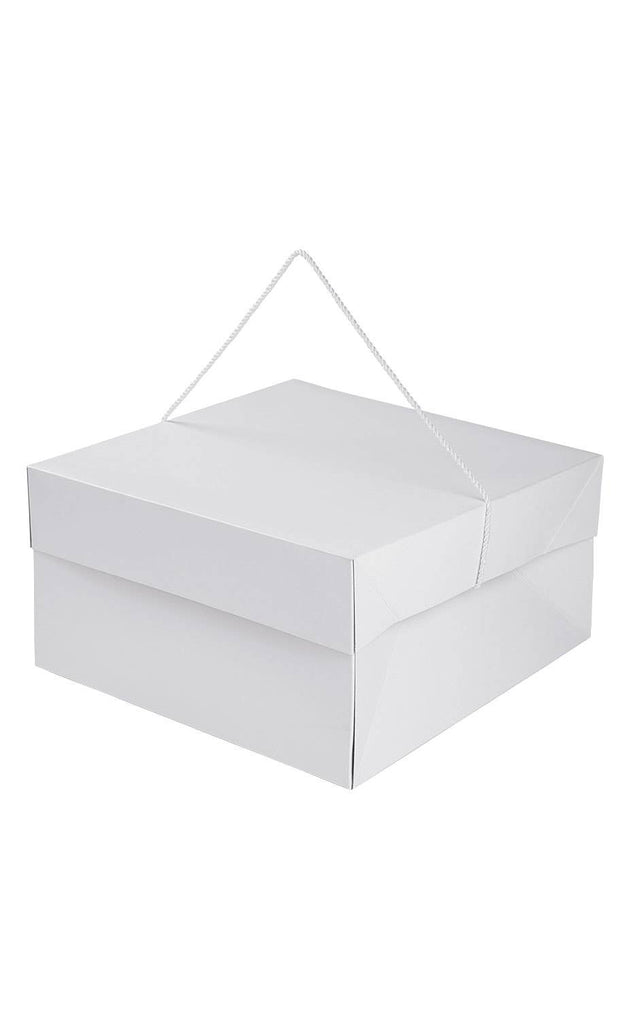 14"W X 14"L X 7"H White Hat Boxes With Handles - 25 Pack
