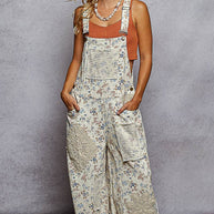 Crochet contrast patch overalls