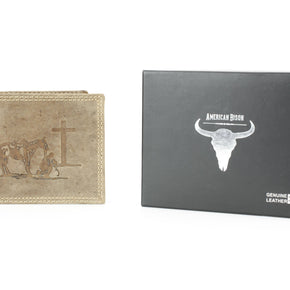 Men’s Bi-Fold Wallet with Praying Cowboy Emboss