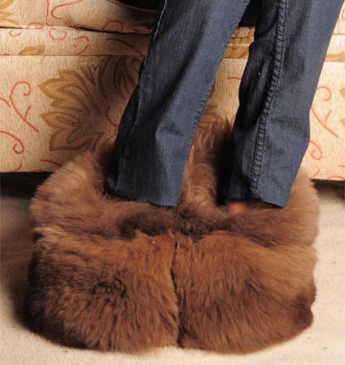 Alpaca Fur Slippers Brown Adult