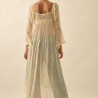 Sheer Layering Midi Dress/Duster, Natural