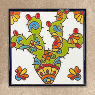 Talavera Prickly Pear Cactus Tile (8713)