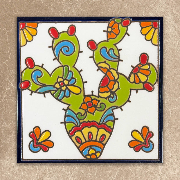 Talavera Prickly Pear Cactus Tile (8713)