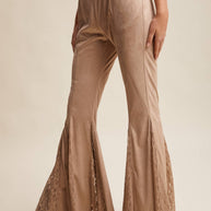 Lace Inset Flare Pants