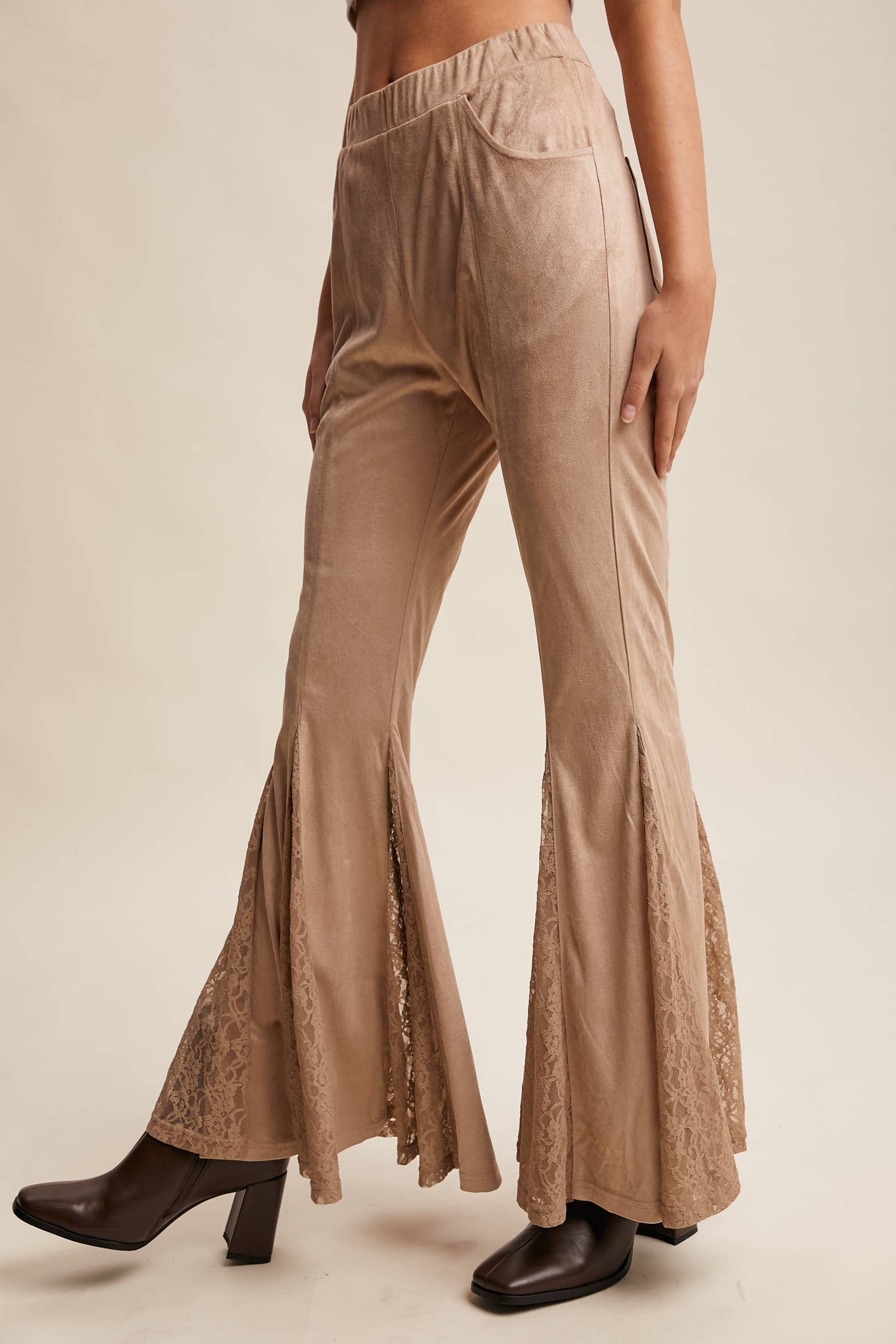 Lace Inset Flare Pants