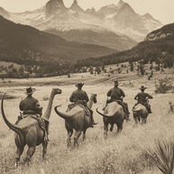 Heading to the Ranch on a Dinosaur Art Print