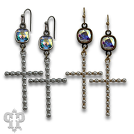 Pearl cross earring with European crystals