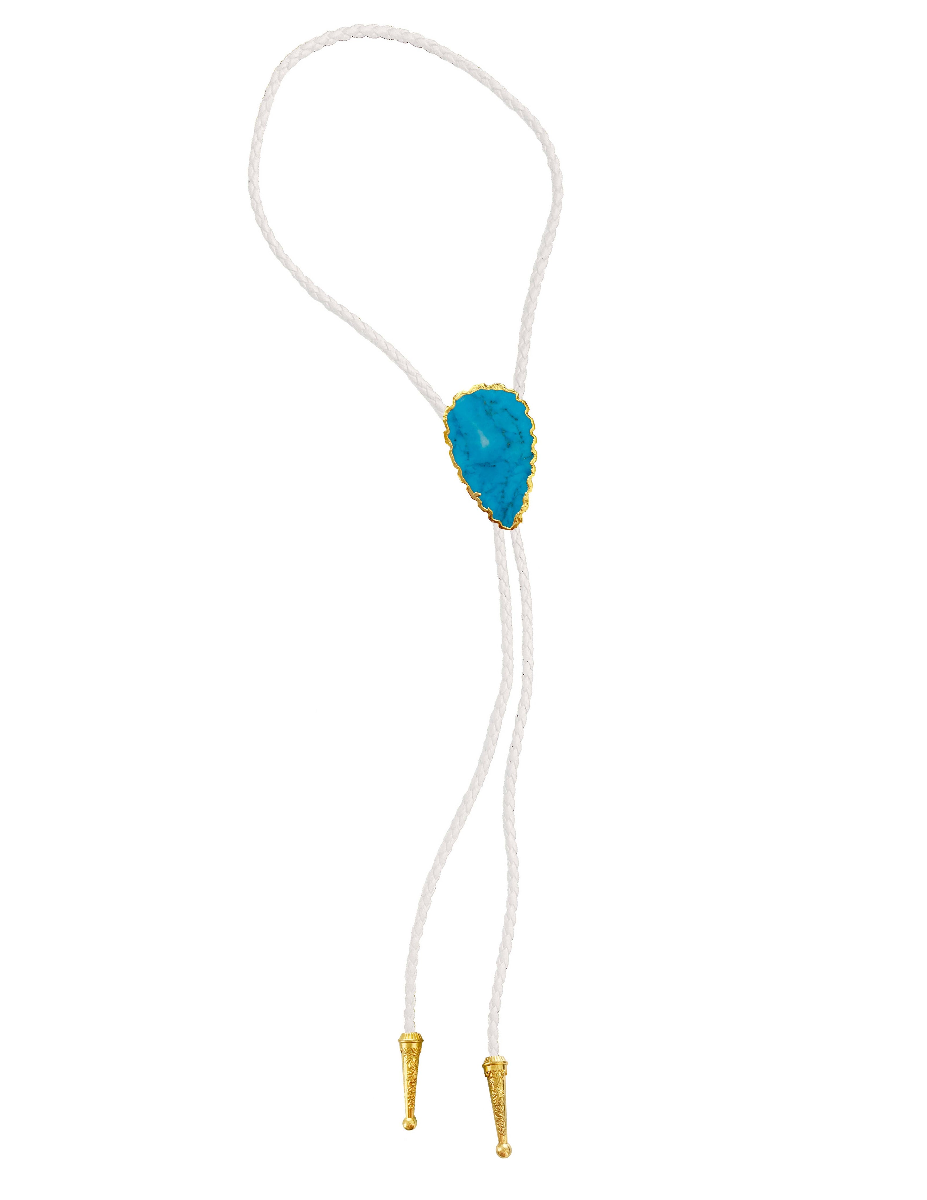 Gemstone Bolo Tie - Blue Turquoise (Gold)