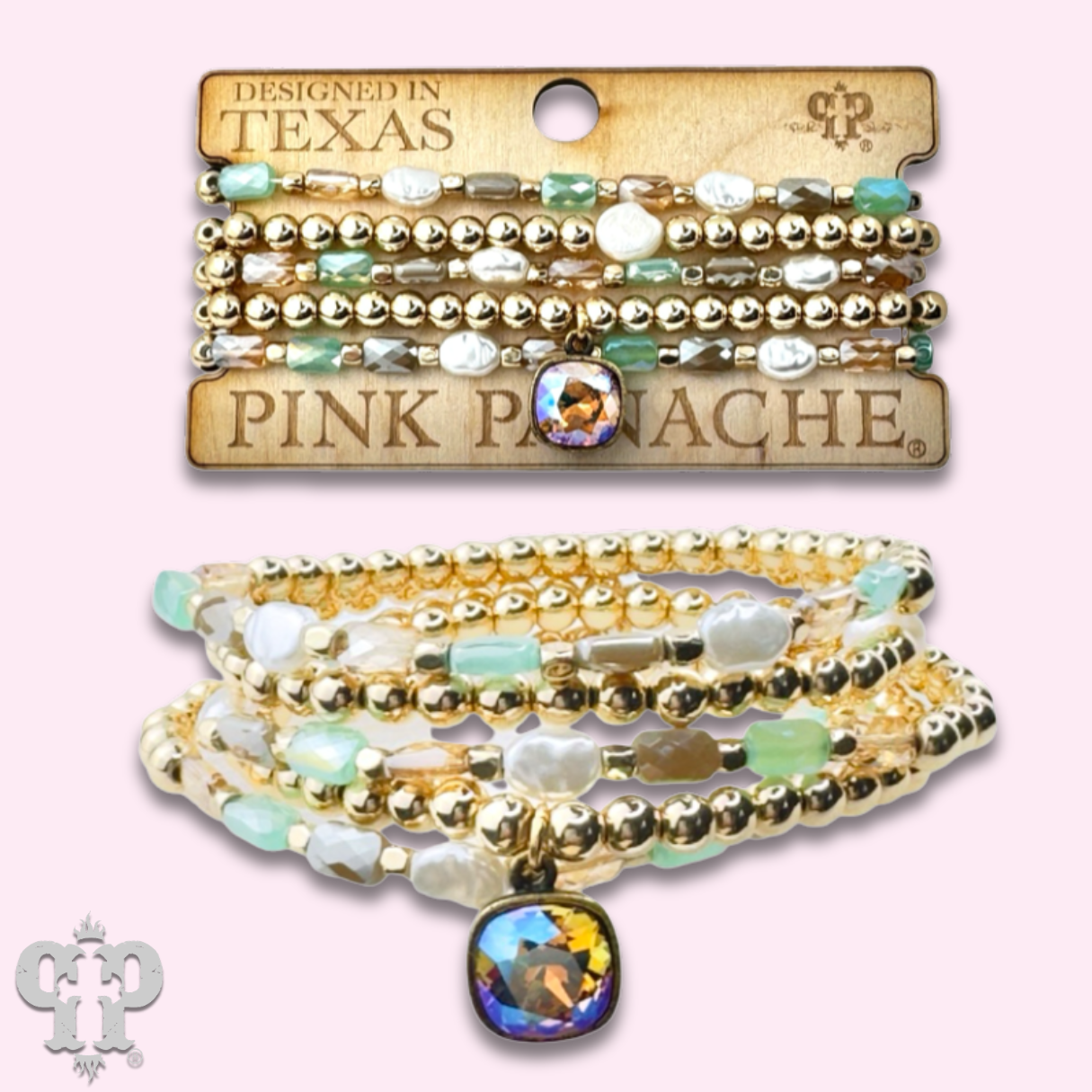 Five Strand Pastel Bracelet Stack Swarovski® Crystals