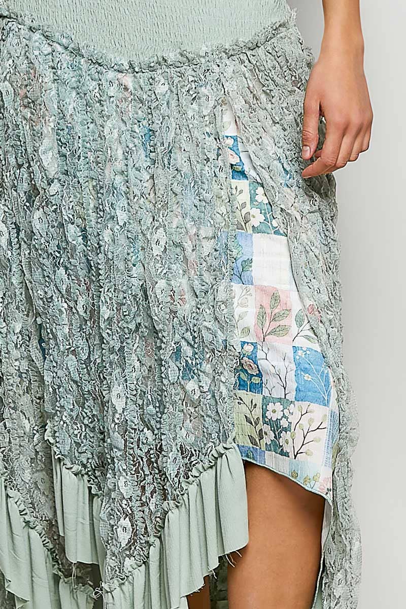 Reverse Ruffle Lace Skirt