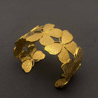 18K GP S. Steel Butterfly Cuff Bracelet