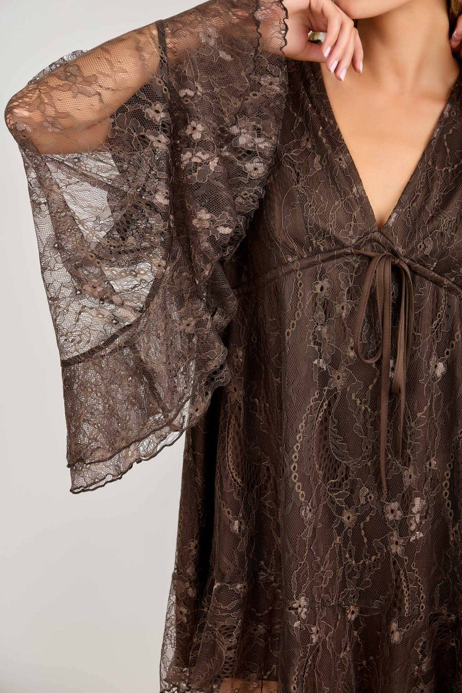 Ruffle Lace Mini Dress