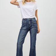 High-Rise Boot Cut Jeans Seam Detail