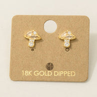 Mini Rhinestone Mushroom Stud Earrings