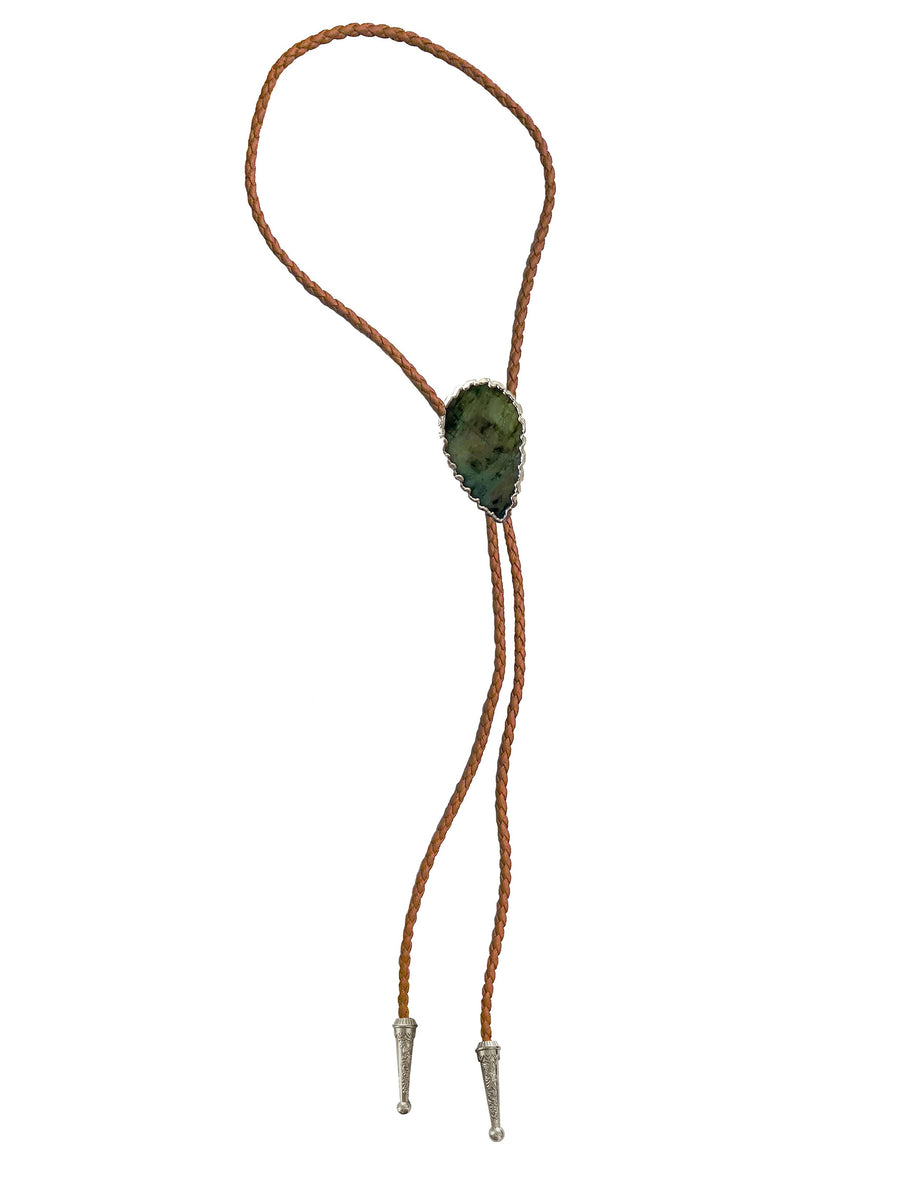 Emerald Bolo Tie, Silver Accents