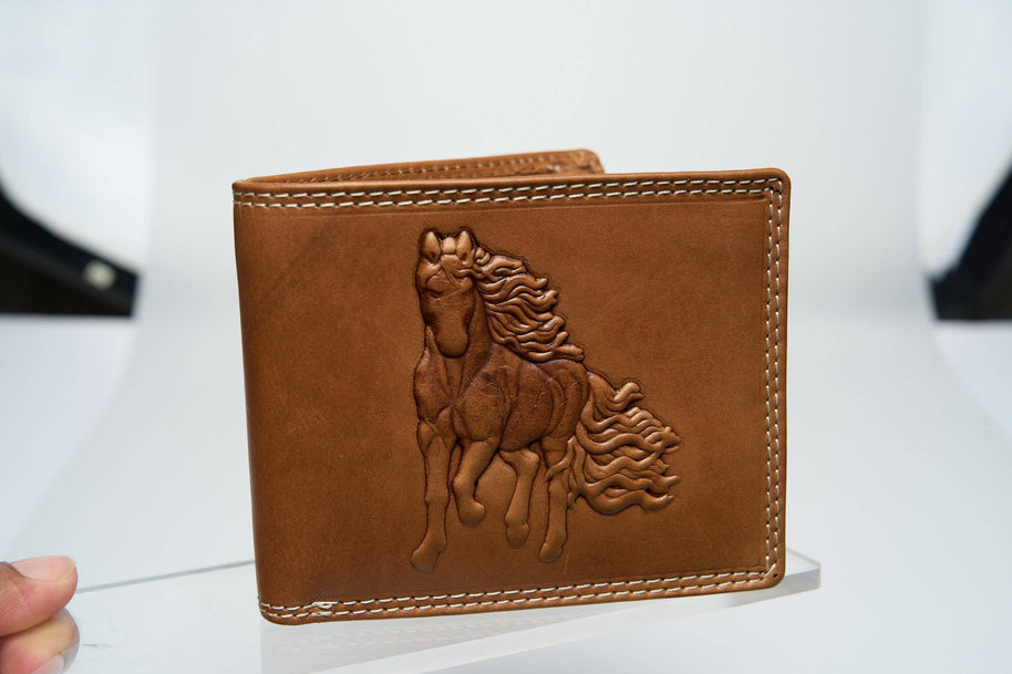 American Bison Bifold Wallet with 3D Horse Embossing