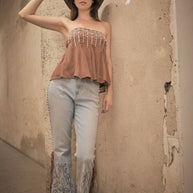 Fringe Embroidered Bootcut Jeans