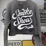Smoke Show Acid Wash Cropped Crew sweatshirt