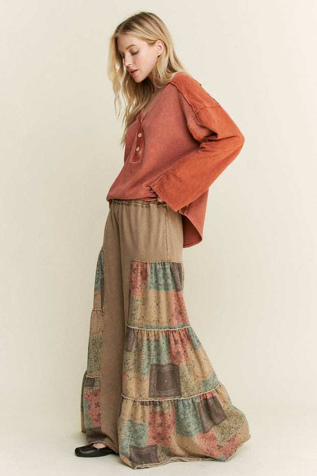 Tiered Boho Wide Leg Pants